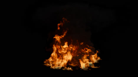 Fire-with-smoke,-transparent-background